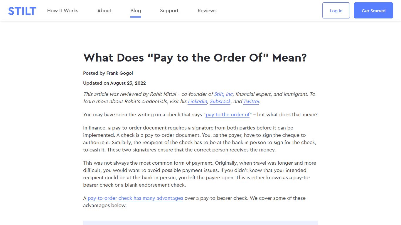 THIS is what "pay to the order of" means on a check [2022] - Stilt Blog